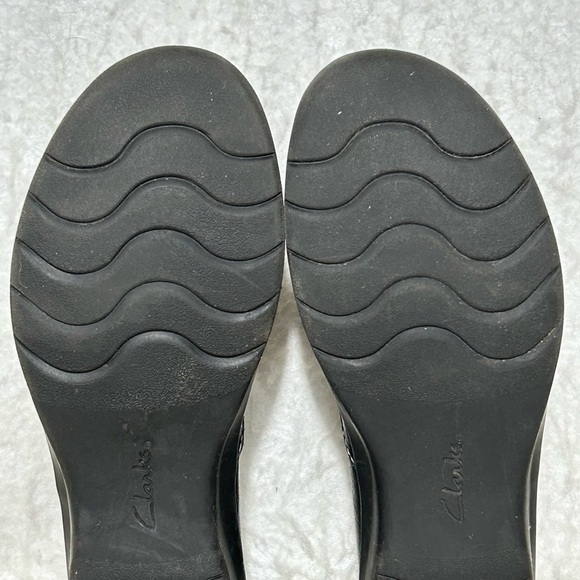 Clarks Womens Cheyn Bow Black Leather Casual Slip On Loafer Shoes SZ US 9M - Picture 9 of 11